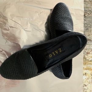 COPY - Zalo 6.5M  Unusual All Black Raffia  Loafers